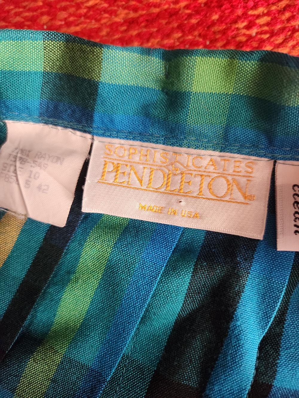 Pendleton Blue Plaid Pleated Midi Skirt with Yellow Accents - Picture 6 of 10